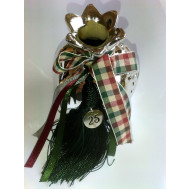 Επιτραπέζιο γούρι ρόδι επισμαλτομένο ασημί 9Χ10.5 εκ. με ανάγλυφο σχέδιο.