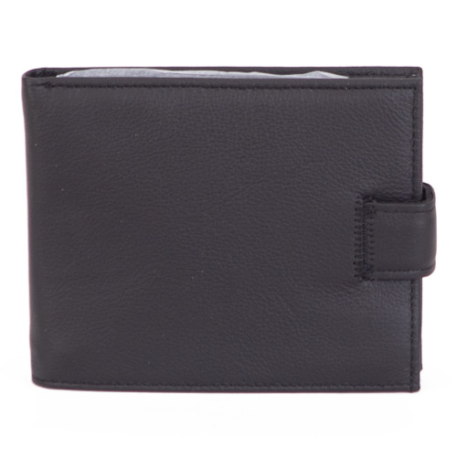 Δερμάτινο ανδρικό πορτοφόλι με κούμπωμα black
