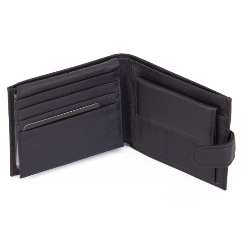 Δερμάτινο ανδρικό πορτοφόλι με κούμπωμα black